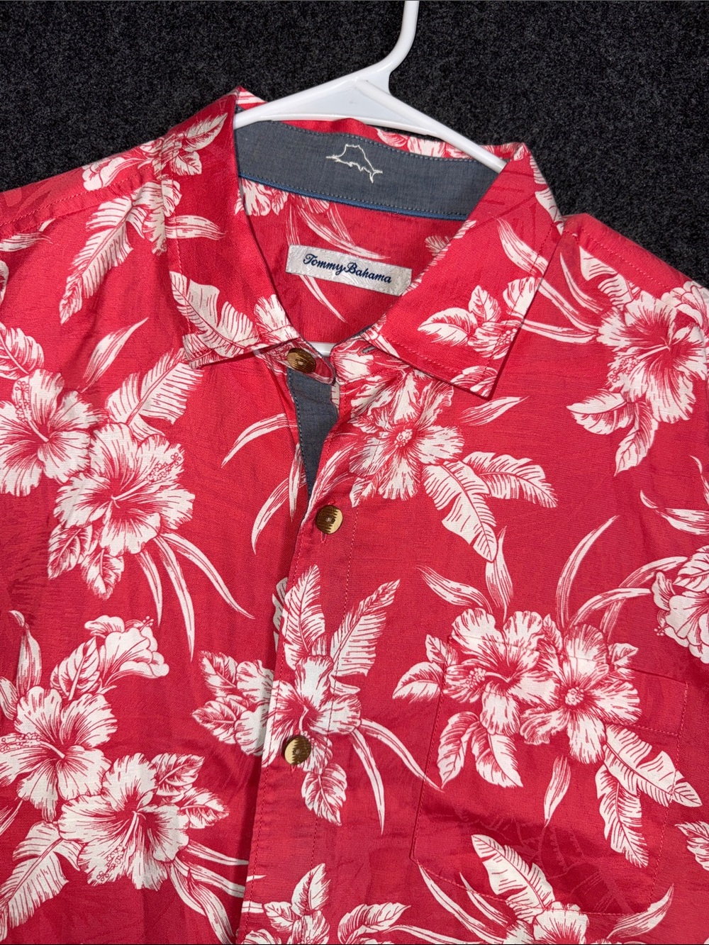 Tommy Bahama Red Hawaiian Floral Camp Shirt